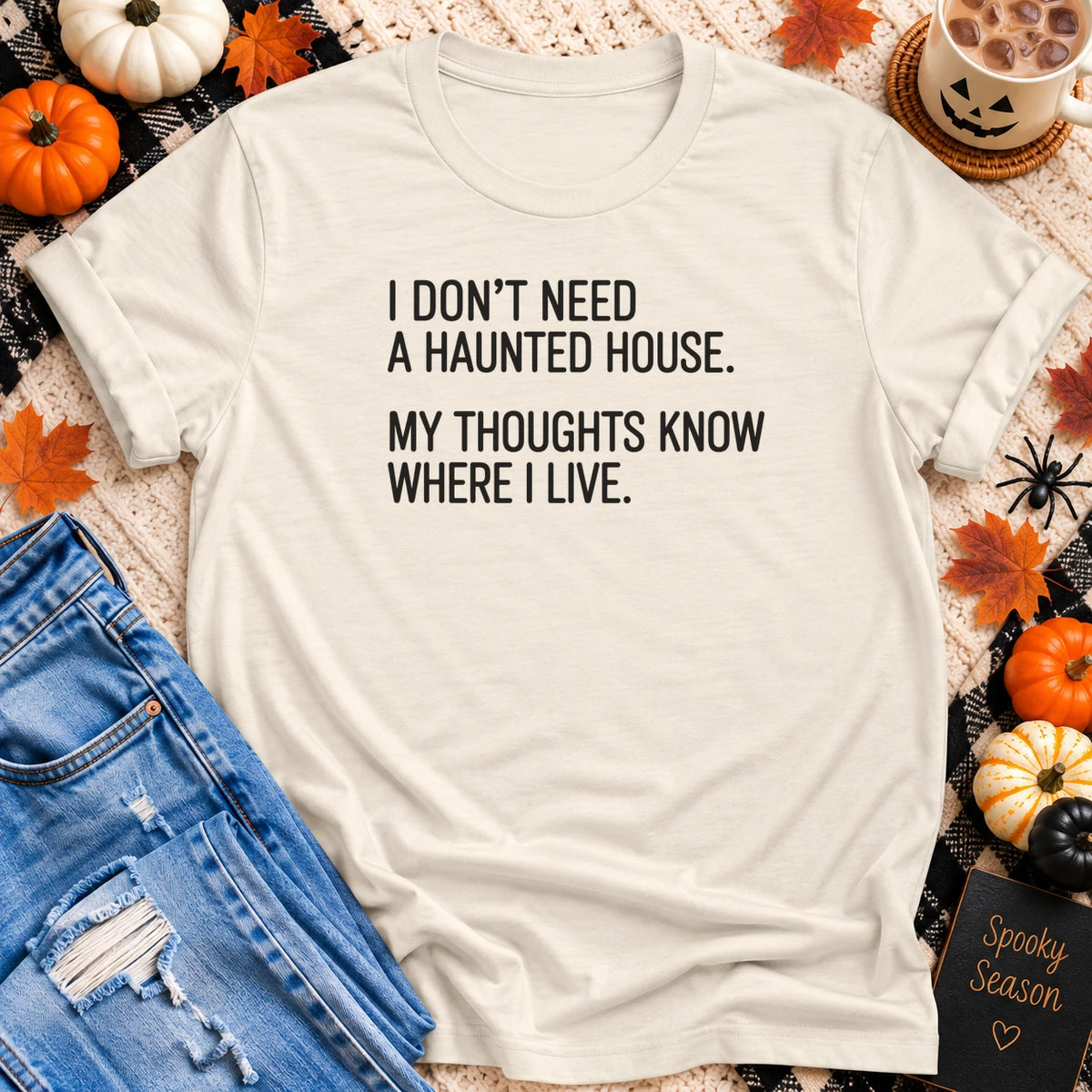 My Thoughts Know Where I Live T-Shirt in Natural - Quiet Chaos Co unisex mental health tee
