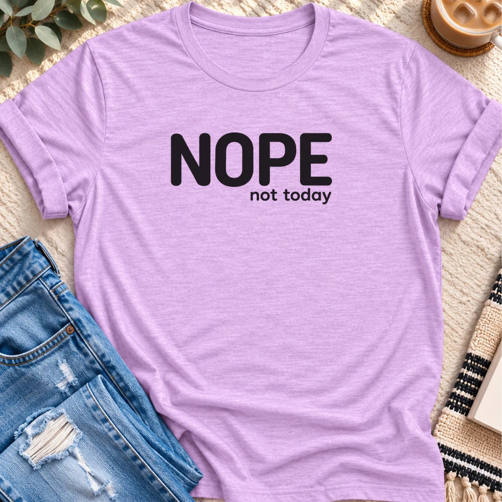 Nope Not Today T-Shirt in Heather Prism Lilac - Quiet Chaos Co unisex mental health tee