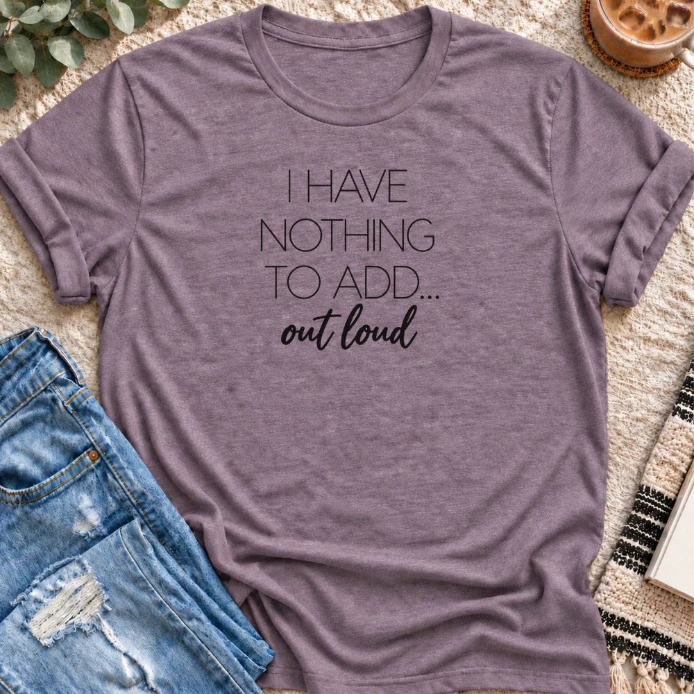 Nothing to Add Out Loud T-shirt in Heather Purple - Quiet Chaos Co unisex mental health tee