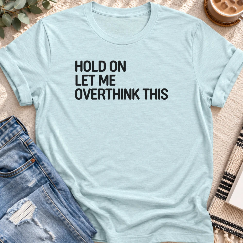 Overthinking Again T-Shirt in Heather Prism Ice Blue - Quiet Chaos Co unisex mental health tee