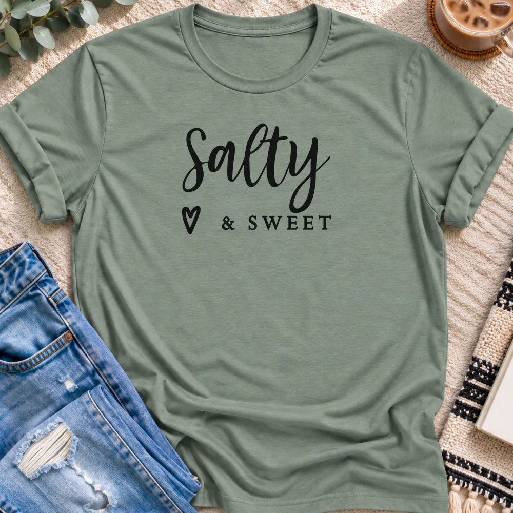 Salty & Sweet T-shirt in Sage - Quiet Chaos Co unisex mental health tee