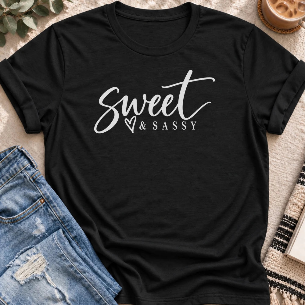 Sweet & Sassy T-Shirt in Black - Quiet Chaos Co unisex mental health tee
