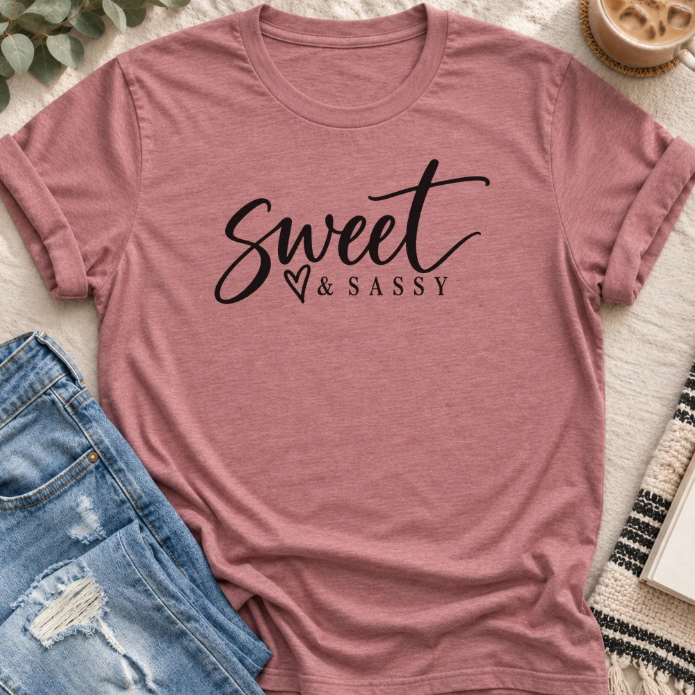 Sweet & Sassy T-Shirt in Heather Mauve - Quiet Chaos Co unisex mental health tee