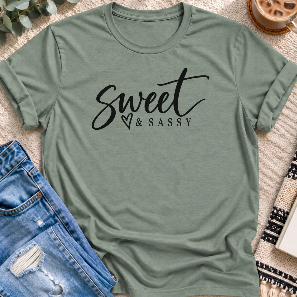 Sweet & Sassy T-Shirt in Sage - Quiet Chaos Co unisex mental health tee