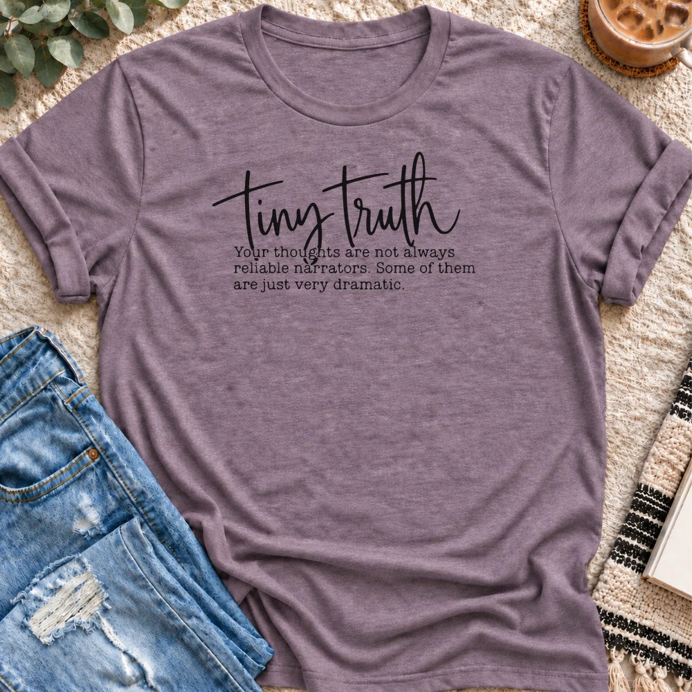 Tiny Truth T-Shirt in Heather Purple - Quiet Chaos Co unisex mental health tee
